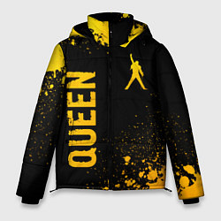 Куртка зимняя мужская Queen - gold gradient: надпись, символ, цвет: 3D-черный