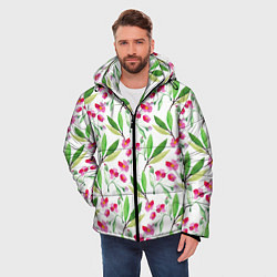 Куртка зимняя мужская Tender flowers, цвет: 3D-красный — фото 2