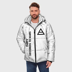 Куртка зимняя мужская Thirty Seconds to Mars glitch на светлом фоне: над, цвет: 3D-черный — фото 2