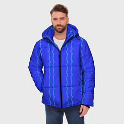 Куртка зимняя мужская Кривые линии ярко-синий, цвет: 3D-черный — фото 2