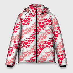 Куртка зимняя мужская Волны Любви - сердечки, цвет: 3D-красный