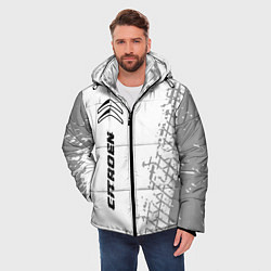 Куртка зимняя мужская Citroen speed на светлом фоне со следами шин: по-в, цвет: 3D-черный — фото 2