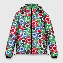 Куртка зимняя мужская Фишки, Ставки, Покер, цвет: 3D-светло-серый