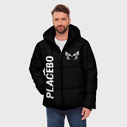 Куртка зимняя мужская Placebo glitch на темном фоне: надпись, символ, цвет: 3D-черный — фото 2