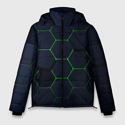 Куртка зимняя мужская Honeycombs green, цвет: 3D-черный