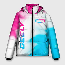 Мужская зимняя куртка Geely neon gradient style: надпись, символ