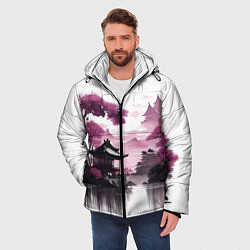 Куртка зимняя мужская Японские мотивы - фиолетовый, цвет: 3D-светло-серый — фото 2