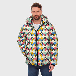 Куртка зимняя мужская Абстракция из цветных кубиков, цвет: 3D-красный — фото 2
