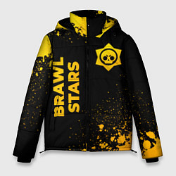 Куртка зимняя мужская Brawl Stars - gold gradient: надпись, символ, цвет: 3D-черный
