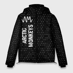 Куртка зимняя мужская Arctic Monkeys glitch на темном фоне: по-вертикали, цвет: 3D-черный