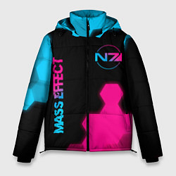 Куртка зимняя мужская Mass Effect - neon gradient: надпись, символ, цвет: 3D-черный