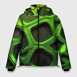 Куртка зимняя мужская Объемные зеленые соты, цвет: 3D-светло-серый