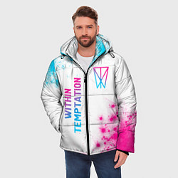 Куртка зимняя мужская Within Temptation neon gradient style: надпись, си, цвет: 3D-черный — фото 2