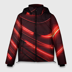 Куртка зимняя мужская Красный неон абстракция, цвет: 3D-красный