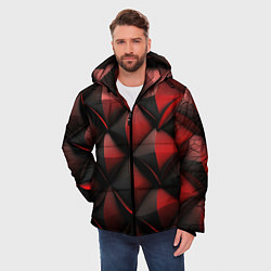 Куртка зимняя мужская Объемная текстура красная кожа, цвет: 3D-черный — фото 2