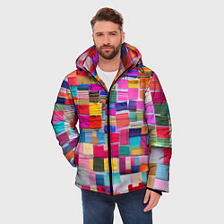 Куртка зимняя мужская Разноцветные лоскутки, цвет: 3D-красный — фото 2