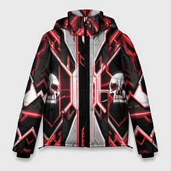 Куртка зимняя мужская Красные кибер черепа, цвет: 3D-светло-серый