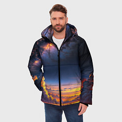 Куртка зимняя мужская Млечный путь и облака на закате, цвет: 3D-красный — фото 2