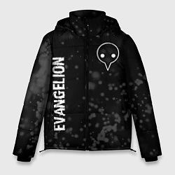 Куртка зимняя мужская Evangelion glitch на темном фоне: надпись, символ, цвет: 3D-черный