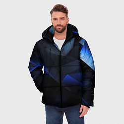Куртка зимняя мужская Черная и голубая текстура, цвет: 3D-светло-серый — фото 2