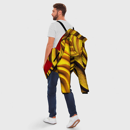 Мужская зимняя куртка Желтые абстрактные полосы / 3D-Красный – фото 5