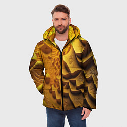 Куртка зимняя мужская Желтая объемная абстракция, цвет: 3D-светло-серый — фото 2