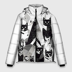 Куртка зимняя мужская Абстрактные коты, цвет: 3D-черный