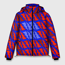 Куртка зимняя мужская Ретро молнии красно-синие, цвет: 3D-светло-серый