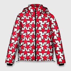 Куртка зимняя мужская Ретро звёзды красные, цвет: 3D-красный