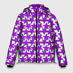 Куртка зимняя мужская Ретро звёзды фиолетовые, цвет: 3D-светло-серый