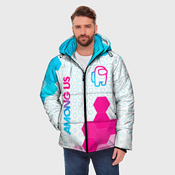 Куртка зимняя мужская Among Us neon gradient style: надпись, символ, цвет: 3D-черный — фото 2