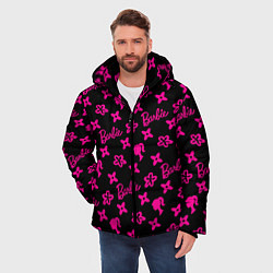 Куртка зимняя мужская Барби паттерн черно-розовый, цвет: 3D-светло-серый — фото 2