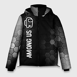 Куртка зимняя мужская Among Us glitch на темном фоне: по-вертикали, цвет: 3D-черный