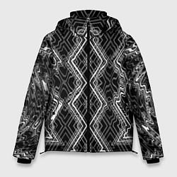 Куртка зимняя мужская Черно-белый узор Искаженная геометрия, цвет: 3D-черный