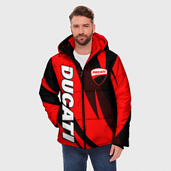 Куртка зимняя мужская Ducati - красные волны, цвет: 3D-светло-серый — фото 2