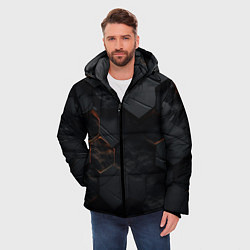 Куртка зимняя мужская Черные неоноыве плиты, цвет: 3D-красный — фото 2