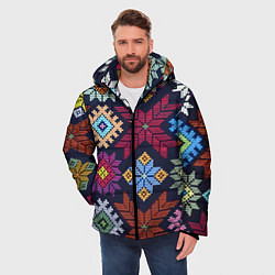 Куртка зимняя мужская Орнамент удмуртский, цвет: 3D-черный — фото 2