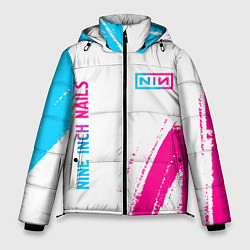 Мужская зимняя куртка Nine Inch Nails neon gradient style: надпись, симв