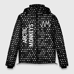 Куртка зимняя мужская Arctic Monkeys glitch на темном фоне: надпись, сим, цвет: 3D-черный