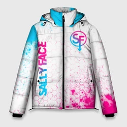Куртка зимняя мужская Sally Face neon gradient style: надпись, символ, цвет: 3D-черный
