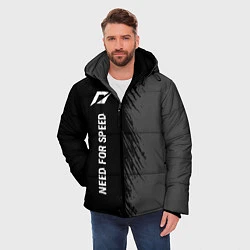 Куртка зимняя мужская Need for Speed glitch на темном фоне: по-вертикали, цвет: 3D-черный — фото 2