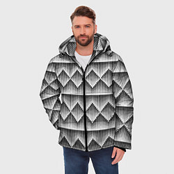 Куртка зимняя мужская Паттерн из объемных ромбов, цвет: 3D-светло-серый — фото 2