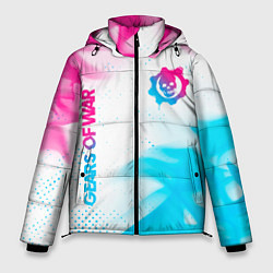 Мужская зимняя куртка Gears of War neon gradient style: надпись, символ