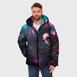 Куртка зимняя мужская Череп - красочная фантазия - нейросеть, цвет: 3D-черный — фото 2
