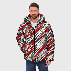Куртка зимняя мужская Красные полосы за субстанцией, цвет: 3D-черный — фото 2