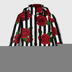 Куртка зимняя мужская Полосы и красные розы, цвет: 3D-красный