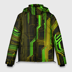 Куртка зимняя мужская Кибер схема зелёная, цвет: 3D-черный