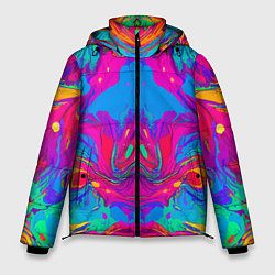Куртка зимняя мужская Красочная зеркальная абстракция - мода - нейросеть, цвет: 3D-светло-серый