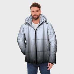 Куртка зимняя мужская Черный полосатый градиент, цвет: 3D-светло-серый — фото 2