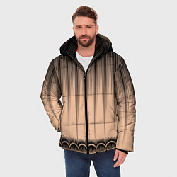 Куртка зимняя мужская Персиковый полосатый градиент, цвет: 3D-черный — фото 2
